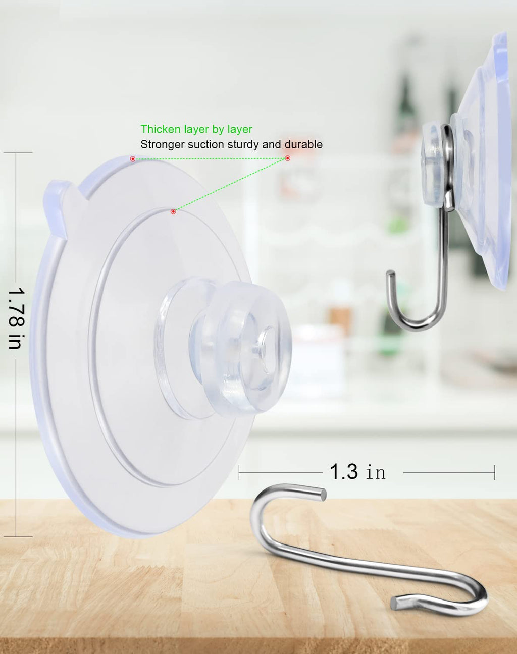 Suction Cup Hooks, Transparent PVC Removable Reusable, for Glass Windows, Mirrors, Doors, Tiles, 30 Pack