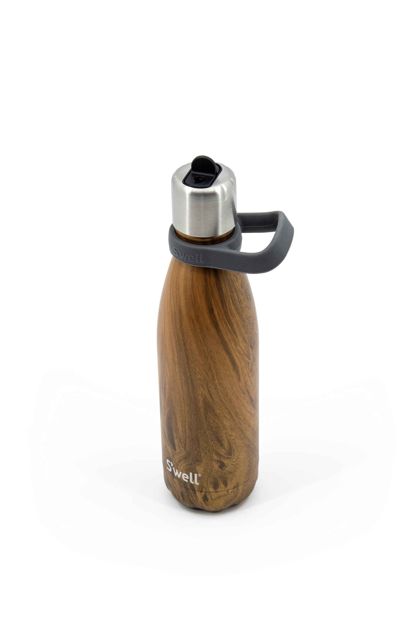S'well - Stainless Steel Water Bottle with Flip Straw Cap, Triple Layered Vacuum Insulated Containers Keeps Drinks Cold for 36 Hours and Hot for 10, BPA Free, Perfect for On The Go (17 oz, Teakwood)