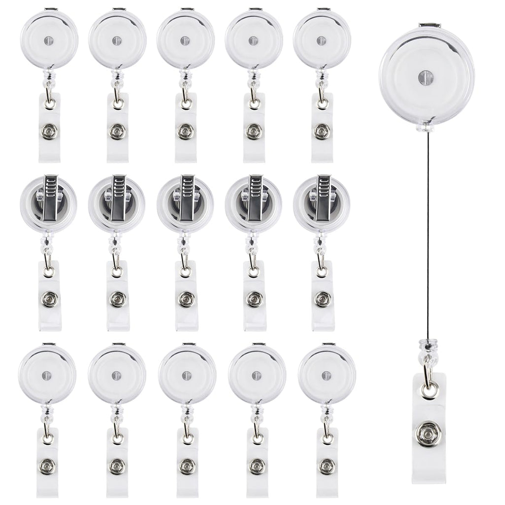 OTYMIOW 30PCS Badge Reels Retractable with Alligator Clip, Retractable Badge Holders Clear Badge Reel Bulk ID Card Holder Name Badge Reel Clips Badge Holder Reels for Nurse, Teachers,Office Workers