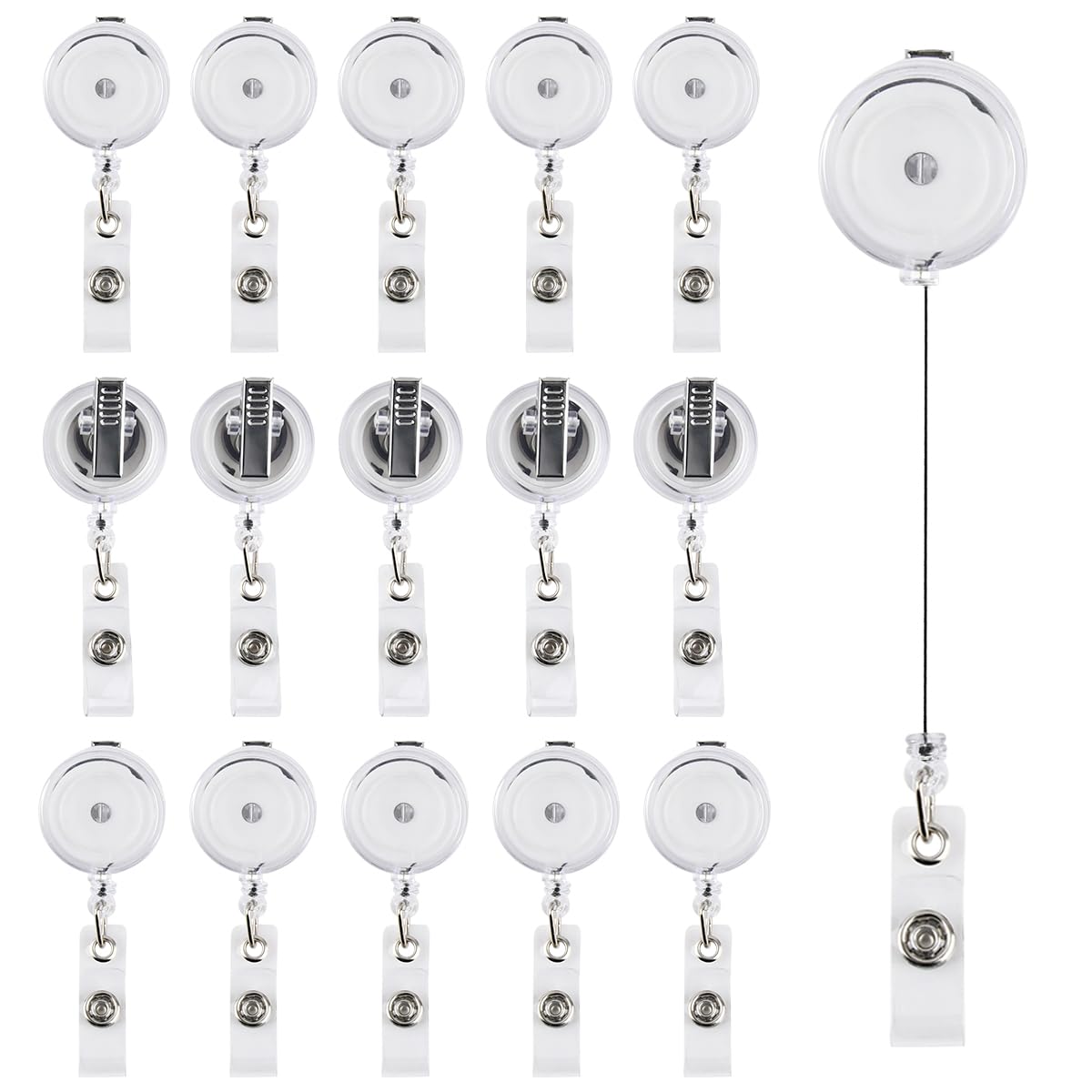 OTYMIOW 30PCS Badge Reels Retractable with Alligator Clip, Retractable Badge Holders Clear Badge Reel Bulk ID Card Holder Name Badge Reel Clips Badge Holder Reels for Nurse, Teachers,Office Workers