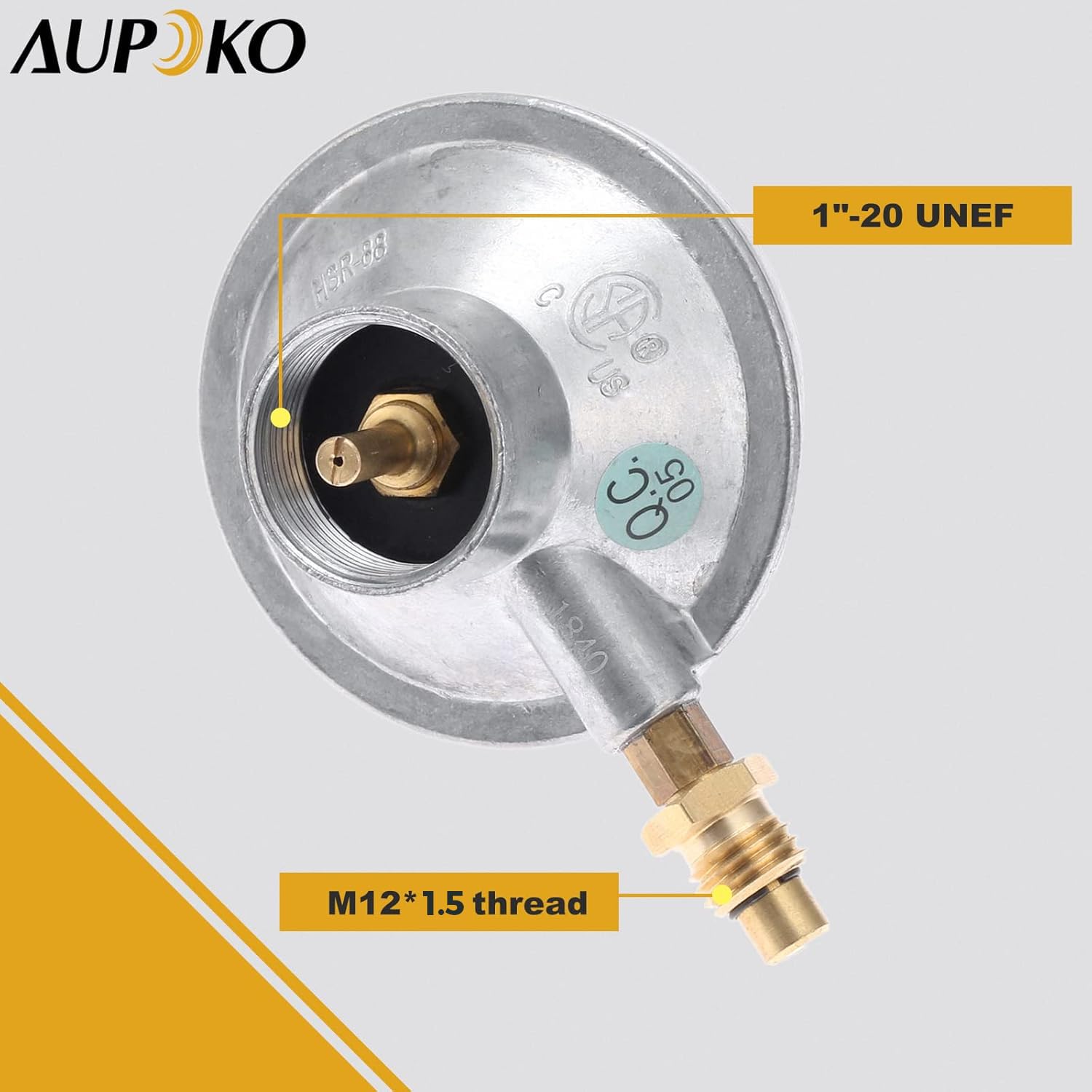 Aupoko Propane Gas Grill Control Valve Table Top Regulator, Propane Gas Grill Control Valve with M12 0.7mm Nozzle Jet and 1"-20 Female Throwaway Cylinder Thread Inlet and an Orifice Outlet