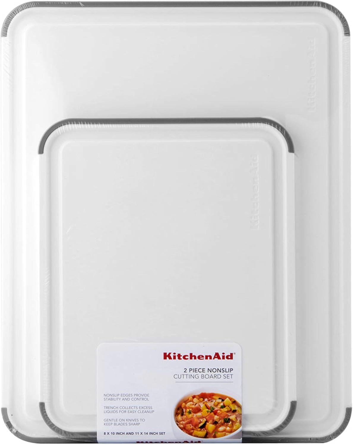 KitchenAid - Cutting Board Set, Durable with Non-Slip Edges & Double-Sided Surfaces, Ideal for Meat, Vegetables, Fruits (Set of 2)