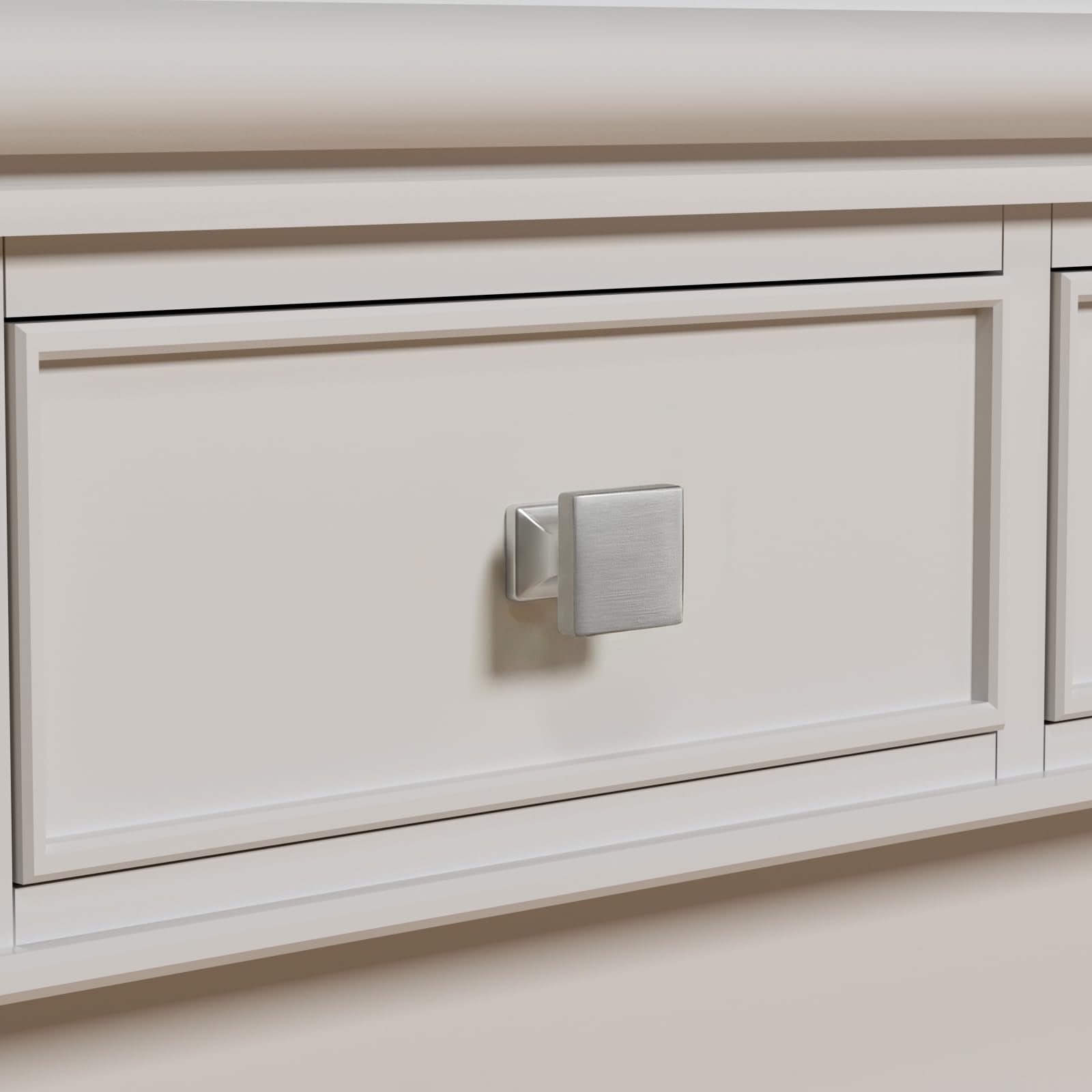 Square Cabinet Drawer Knobs Brushed Nickel 6 Pack - Homdiy HD6785SNB Soild WxW:1-1/10inch Modern Kitchen Bathroom Furniture Hardware Drsser Cabinet Drawer Hardwre Knobs Satin Nickel