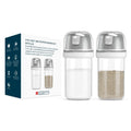 KTCHENDAO 2 in 1 Glass Salt and Pepper Shaker with Side Pour Spout, Built-in Lid to Slow Down Dampness with Measuring Marks, Elegant Borosilicate Glass Salt Dispenser for Kitchen, BPA Free,4oz (White)