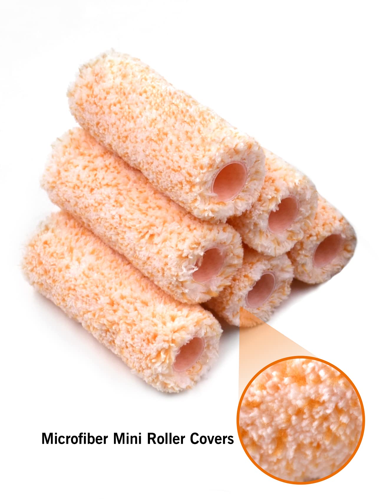ROLLINGDOG 4 Inch Paint Rollers - Mini Roller Frame with 6PC Microfiber Small Roller Covers with 3/8” Nap for Walls,Cabinets,Furniture Painting