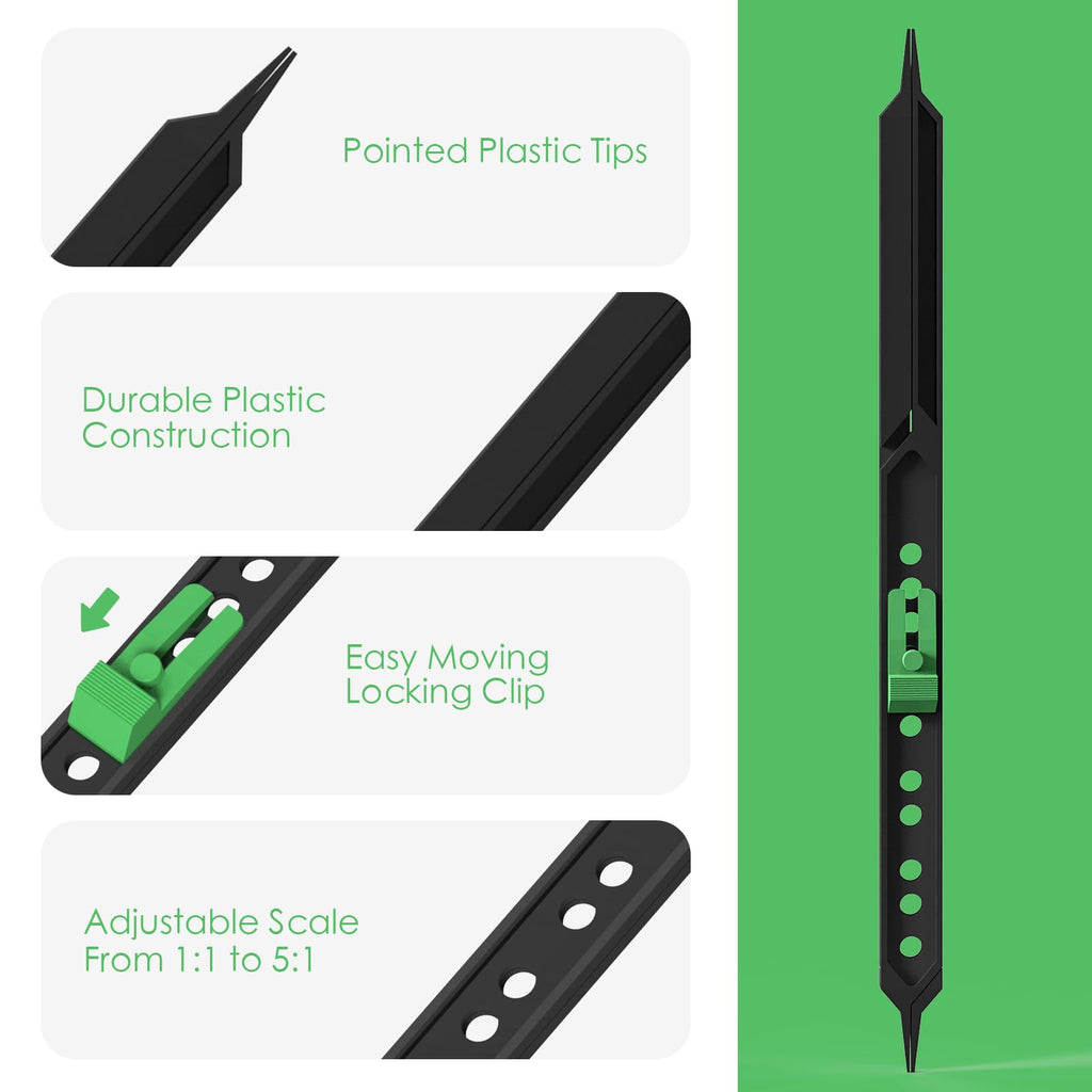 Proportional Divider Artist Drawing Tool, 10" Scale Divider for Artists, Drawing Students, Architects, Designers with Protective Leather Sleeve, Pantograph Drawing Tool - Art Supplies & Drafting Tools