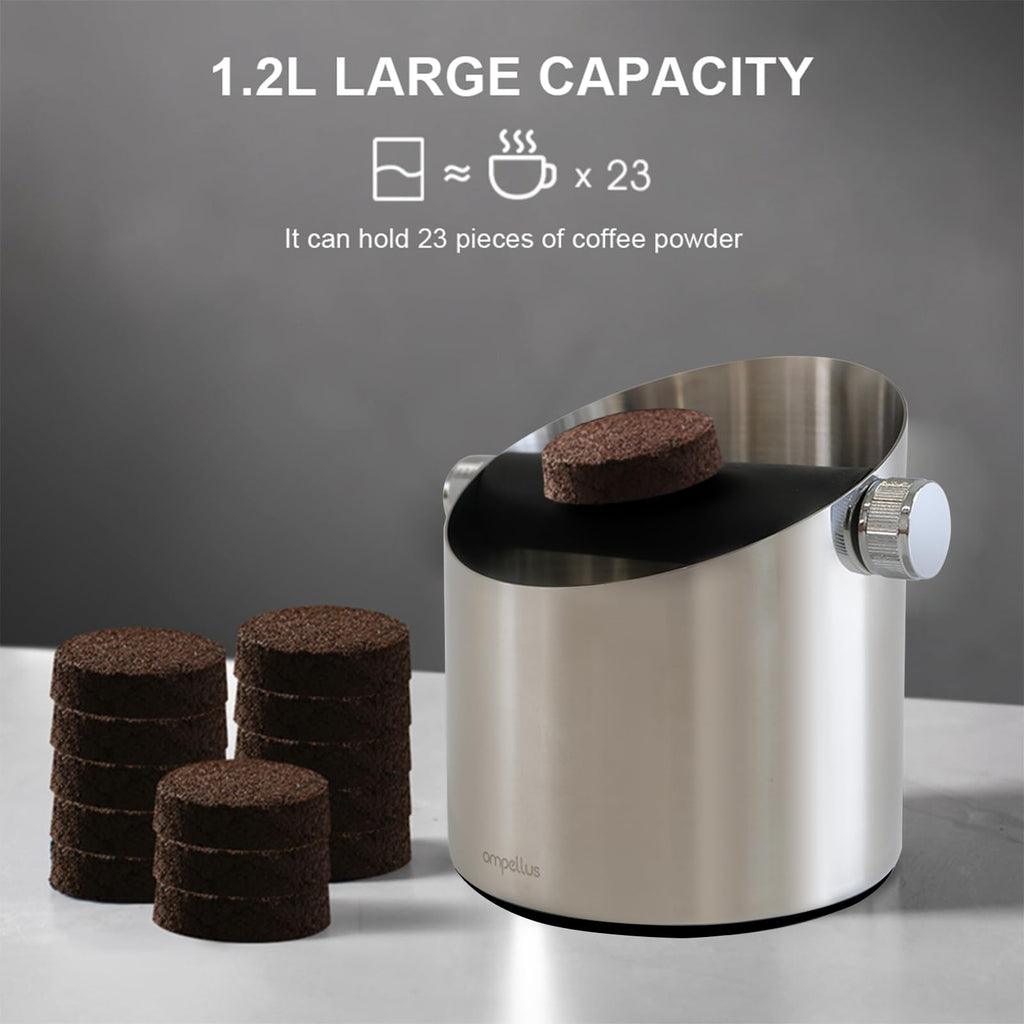 Ompellus Espresso Knock Box, Large Capacity & Non-Slip Base Coffee Knock Box, Barista Tools, Espresso Machine Accessories (Black)
