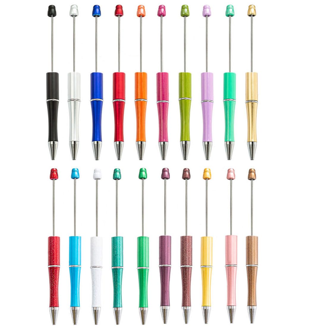 40pcs Beadable Pen, BetterJonny Plastic Bead Pen Black Ink Blue Ink Ballpoint Pens Creative DIY Pens Assorted Cute Cool Pen for Kids Student Teacher Office School Supplies, 20 Colors