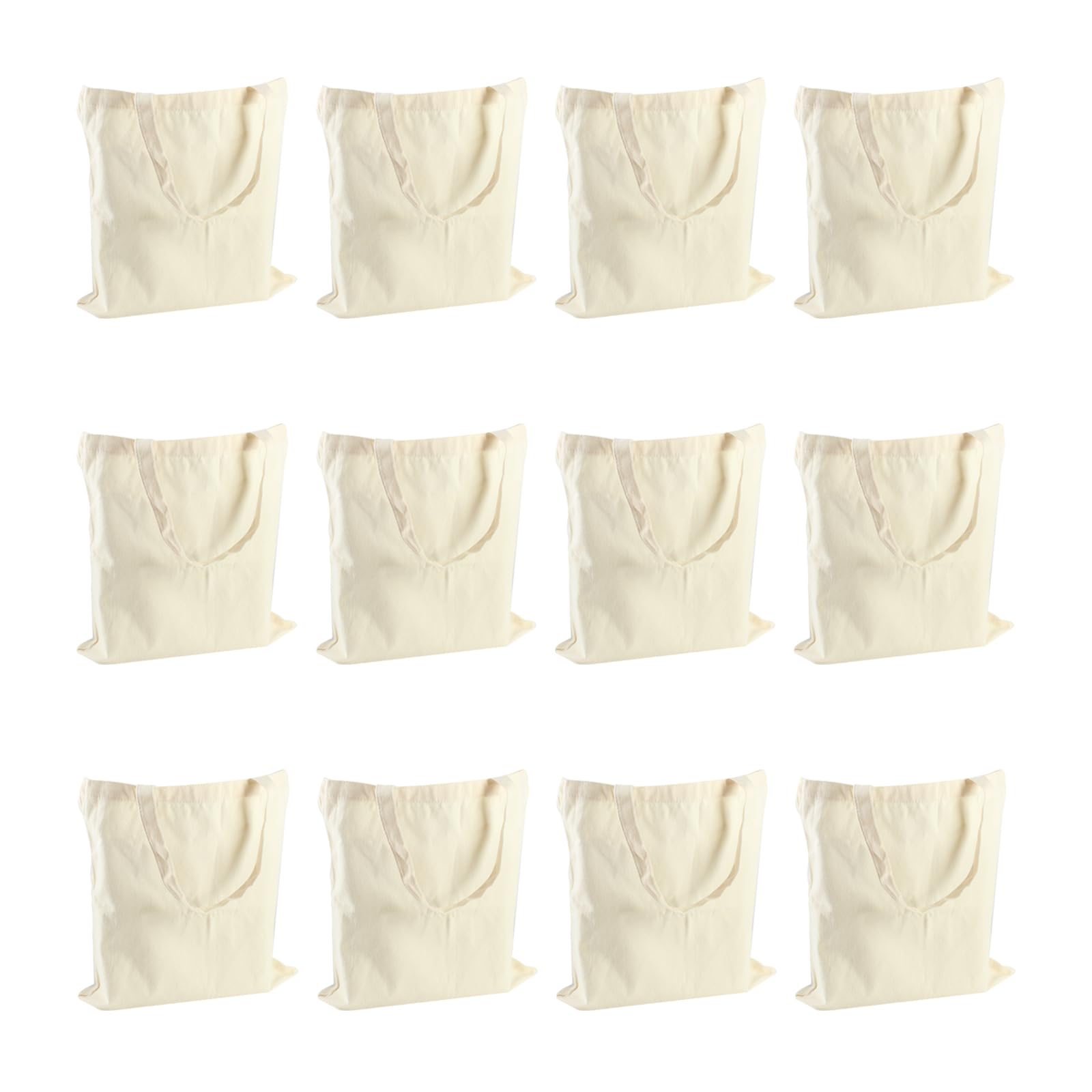 Belinlen 12pack Blank Tote Canvas Bags, 15x16Inch Cotton Tote Bag, Economical Cotton Shopping Bags Bulk,Suitable for DIY, Promotion, Gift, Shopping,Daily Use.