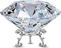 MerryNine 80mm Large Crystal Diamond Paperweight, Clear Top K9 Crystal Diamond Decoration with Sliver Triangle Base, for Wedding, Store, Home, Office, Bar, Best Gift for Lover, Family Friends