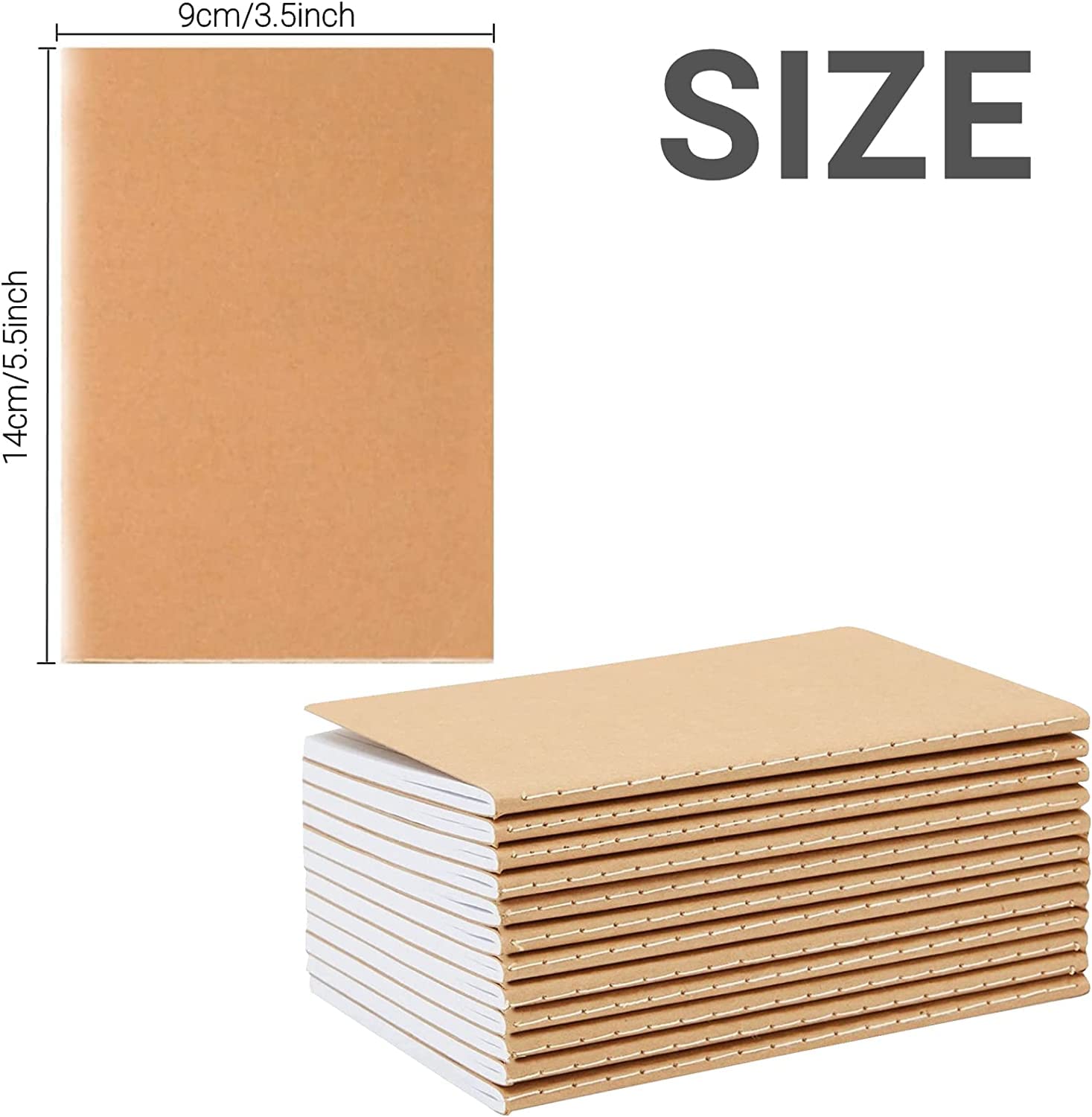 Kraft Notebook - 50-Pack Bulk Lined Notebook Journals, Travel Journal Books for Diary, Notes, DIY, Soft Cover Sewn Notebook, Brown, 5.5 x 3.5 Inches