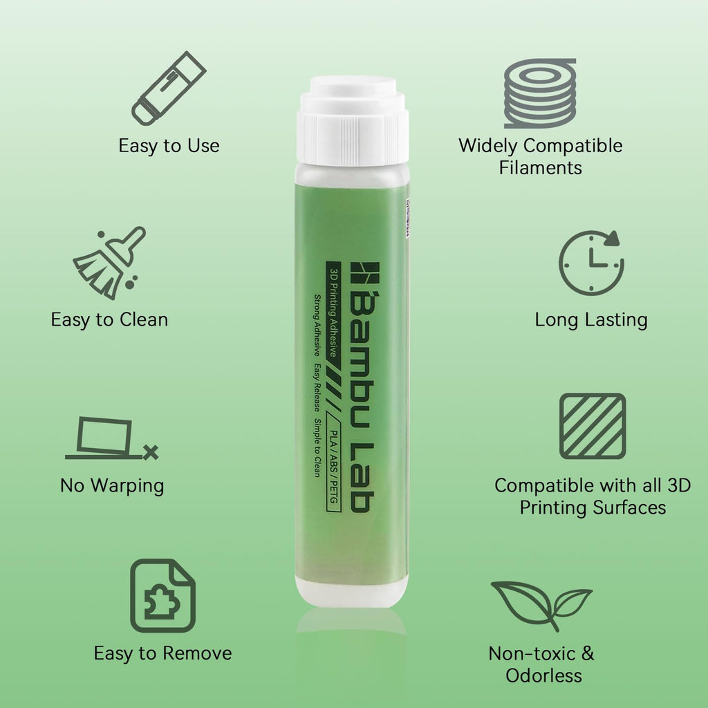 Original Bamboo Lab 3D Printer Build Plate Glue, Strong Adhesive Heatbed PEI Steel Plate Glue Reduce Warping for Bamboo lab A1/A1 Mini/P1/X1 3D Printer PLA/ABS/PETG/PC/PA/TPU Filament 60ML