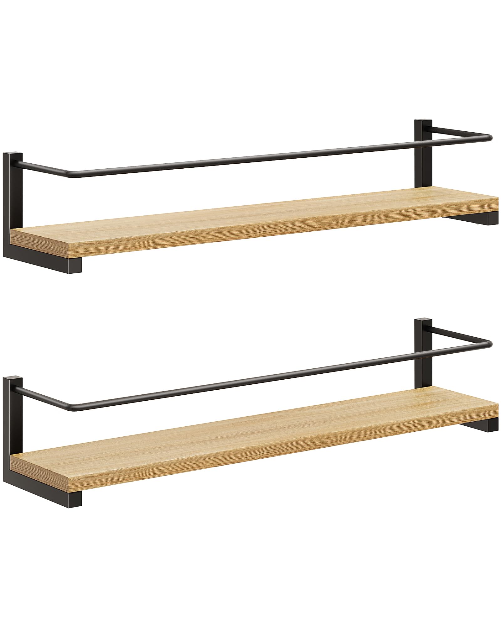 OROPY Wood Spice Racks Wall Mounted, Rustic Hanging Spice Storage Organizer, Kitchen Wall Spice Rack, 2 Pack