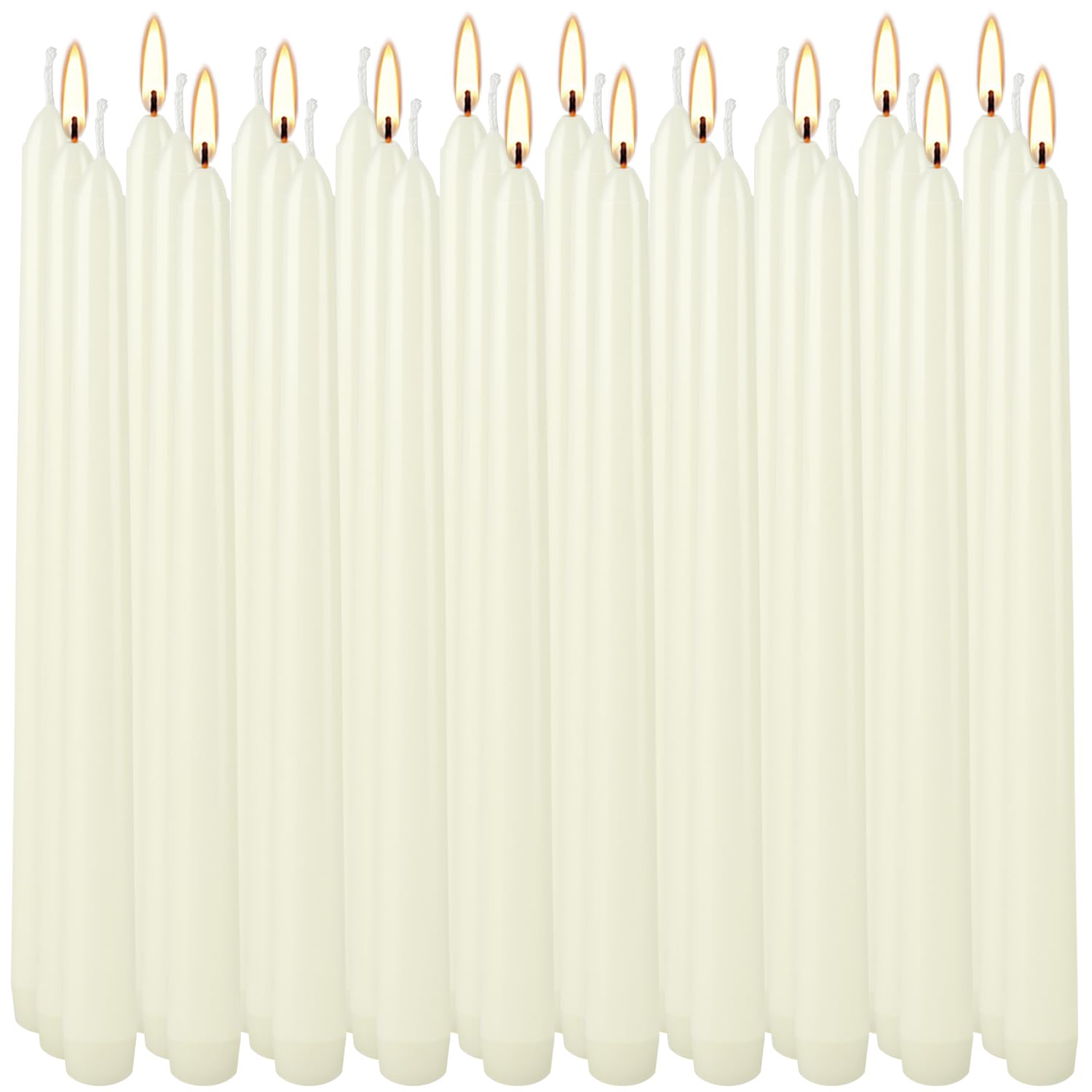 TLNFHRPI 30 Pack of 10-Inch Ivory White Taper Candles - Unscented and Smokeless Long Burning