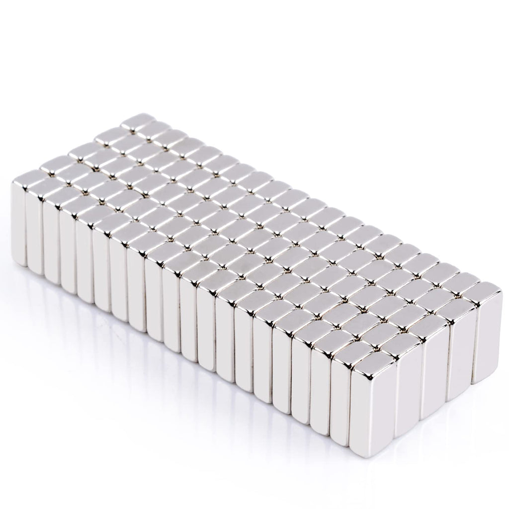 MIN CI 100Pcs Super Strong Rare Earth Magnets Bar, Rectangular Metal Neodymium Magnets, for Refrigerator Cruise Crafts DIY Science Industrial Kitchen Tool Storage (10x4x2mm)