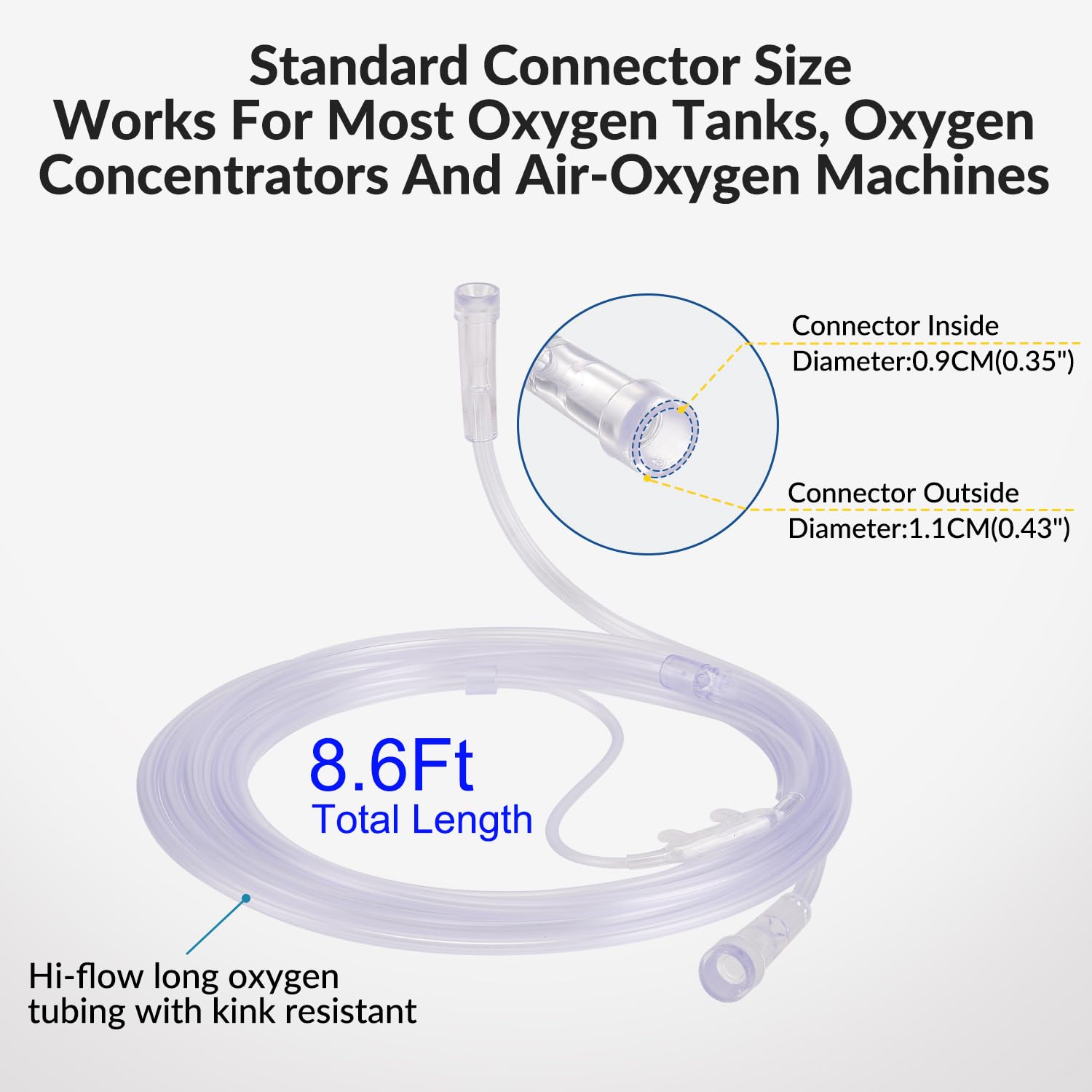 Nasal Oxygen Cannulas(5 Packs), High Flow Cannula with Soft Curved Nose Piece, Lightweight Cannula with 7Ft(2.1M) Kink Resistant Long Tubing for Adults