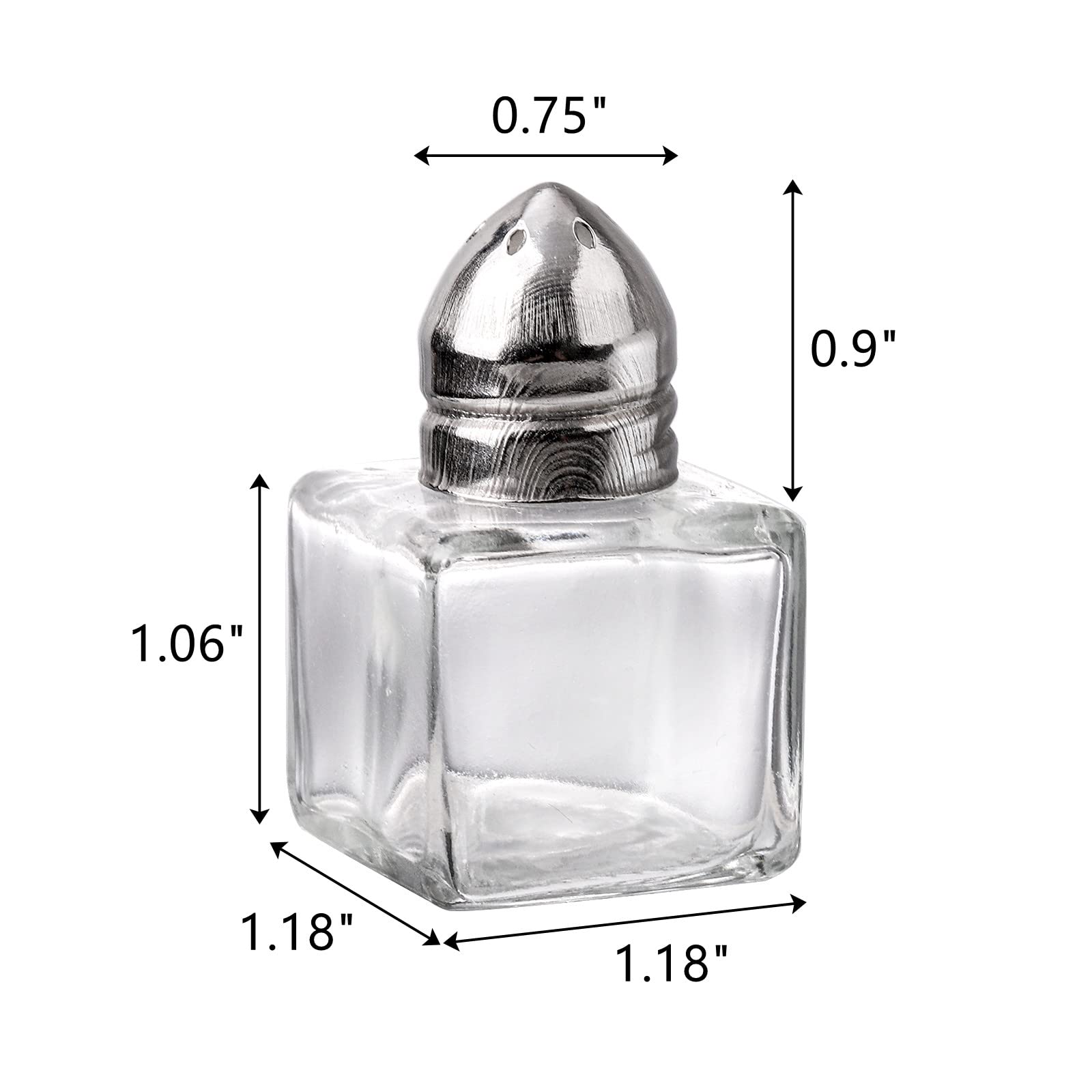 ZEAYEA Set of 24 Small Salt and Pepper Shakers, 0.5 oz Mini Glass Seasoning Jars with Funnel, Glass Cube Body Spice Shakers for Wedding, Party, Restaurant, Home Kitchen Supplies