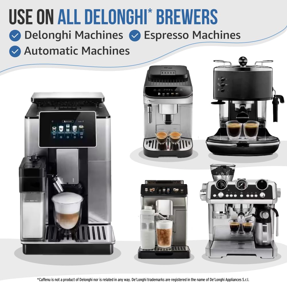 Caffenu Cleaning & Descaling Kit Compatible with DeLonghi Coffee Machines - 2-in-1 Solution for Machine Maintenance