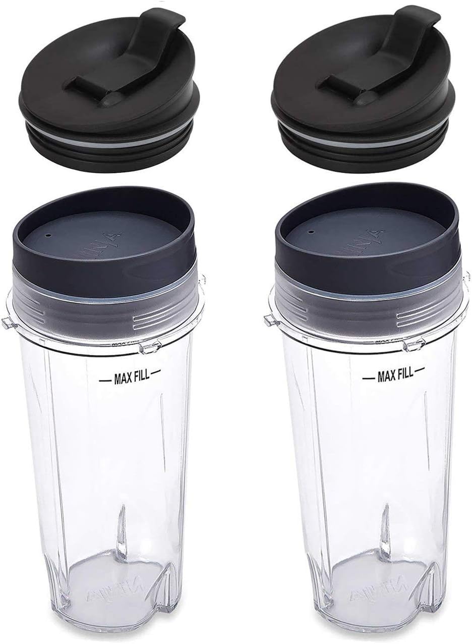 2 Pack 16 oz Blender Cups with Leakproof Sip Lids Compatible with Nutri Ninja, Replacement Single Serve Cups for BL660 BL663 BL740 BL770 BL780 BL810 BL771