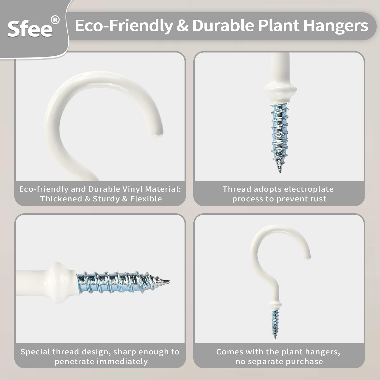 Sfee 2 Pack Macrame Plant Hangers, Hanging Planters Indoor Outdoor Handmade Cotton Rope Hanging Plant Pot Durable Flower Pots Holder for Home Garden Balcony Ceiling Decorations with 2 Hooks(White)