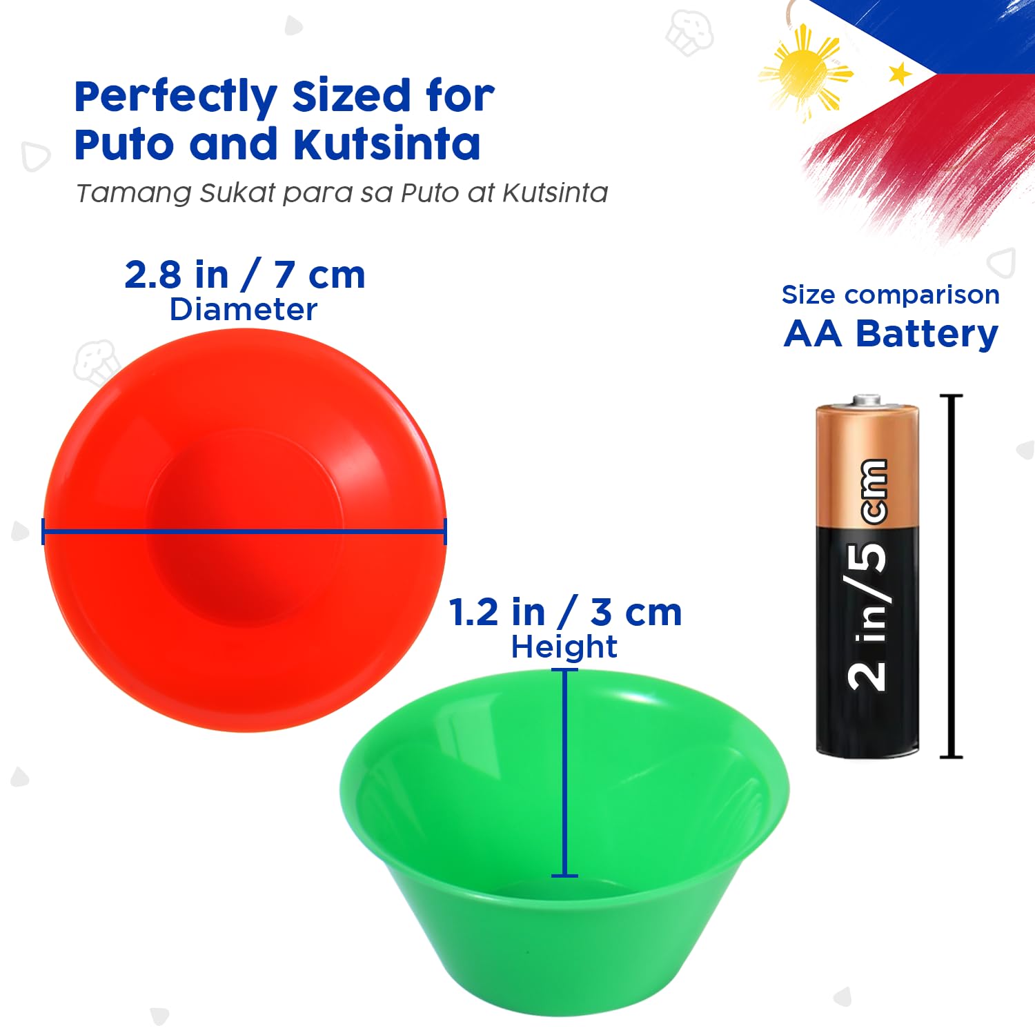 Medium Size 36 Pcs Puto Molder Filipino (2.8" x 1.2") - Kutsinta Molder for Baking - Puto Mold Cups for Steamer - Filipino Plastic Molds for Desserts