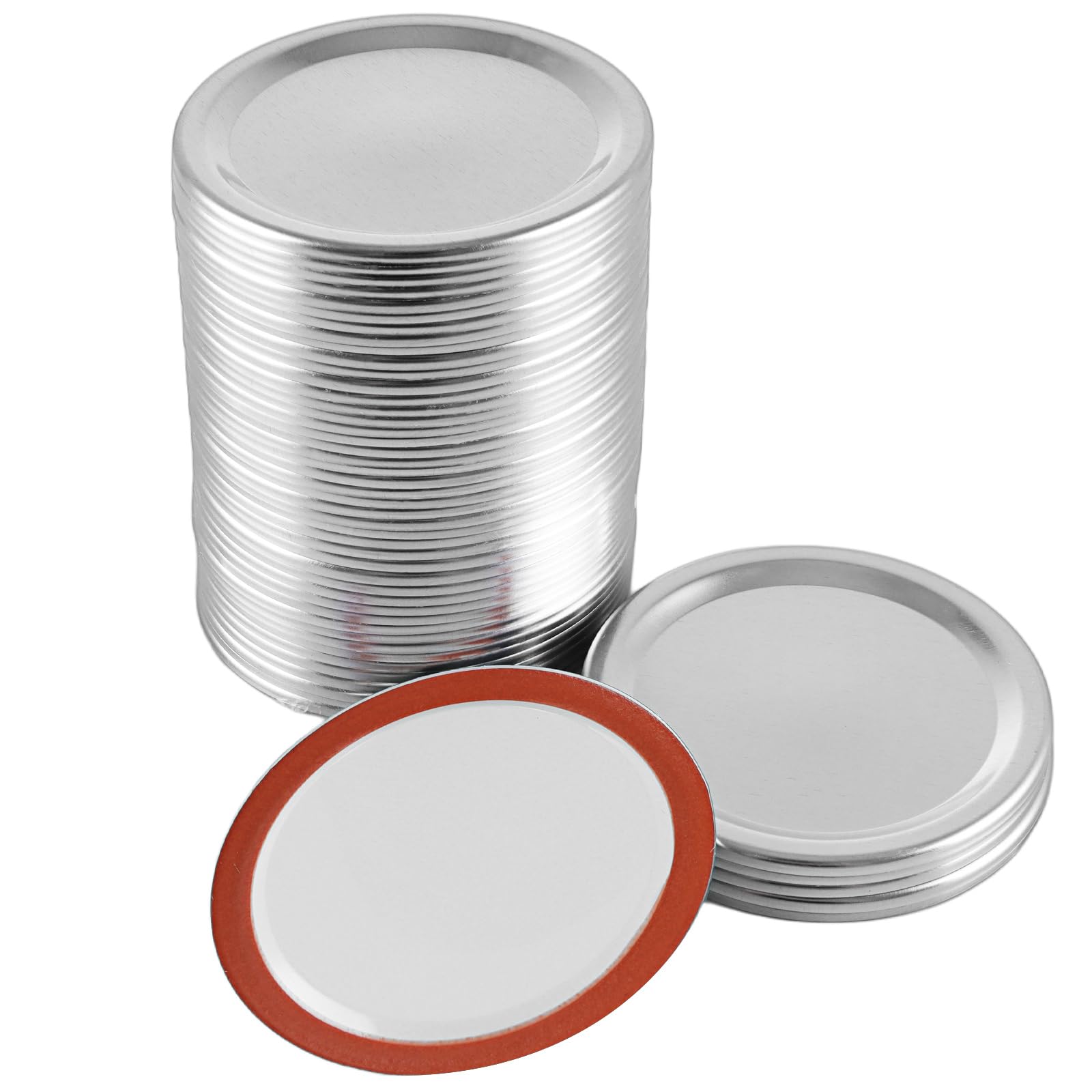 Acrux7 200 PCS Canning Lids 70mm Regular Mouth Mason Jar Lids Split-Type Metal Canning Lids for Ball, Kerr, Canning Jar Lids Bulk, Reusable Leak Proof Canning Lids with Silicone Seals Rings