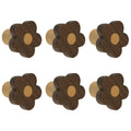 MOROBOR 6pcs Flower Shaped Wooden Cabinet Knobs, Single Hole Walnut Wood Handles Nursery Pulls for Chest of Drawers with Screws & Expansion Tube