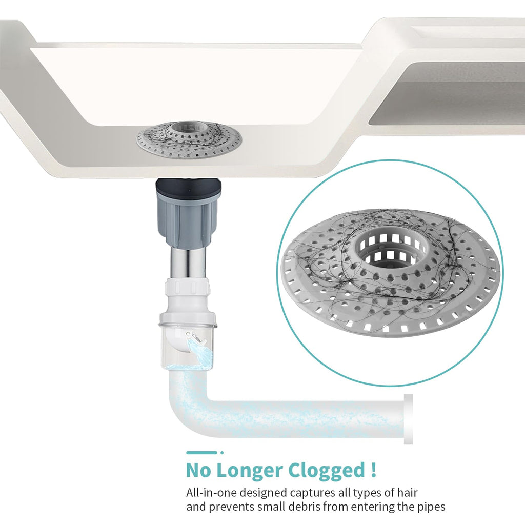 Aluvor Shower Hair Drain Catcher, Silicone Bathtub Drain Hair Catcher Strainer, All-in-one Tub Hair Catcher Drain Protector for 1.48'' to 1.76'' Regular Drains, 3PCS