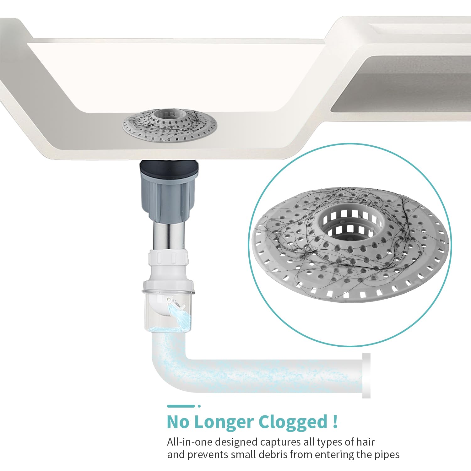 Aluvor Shower Hair Drain Catcher, Silicone Bathtub Drain Hair Catcher Strainer, All-in-one Tub Hair Catcher Drain Protector for 1.48'' to 1.76'' Regular Drains, 3PCS