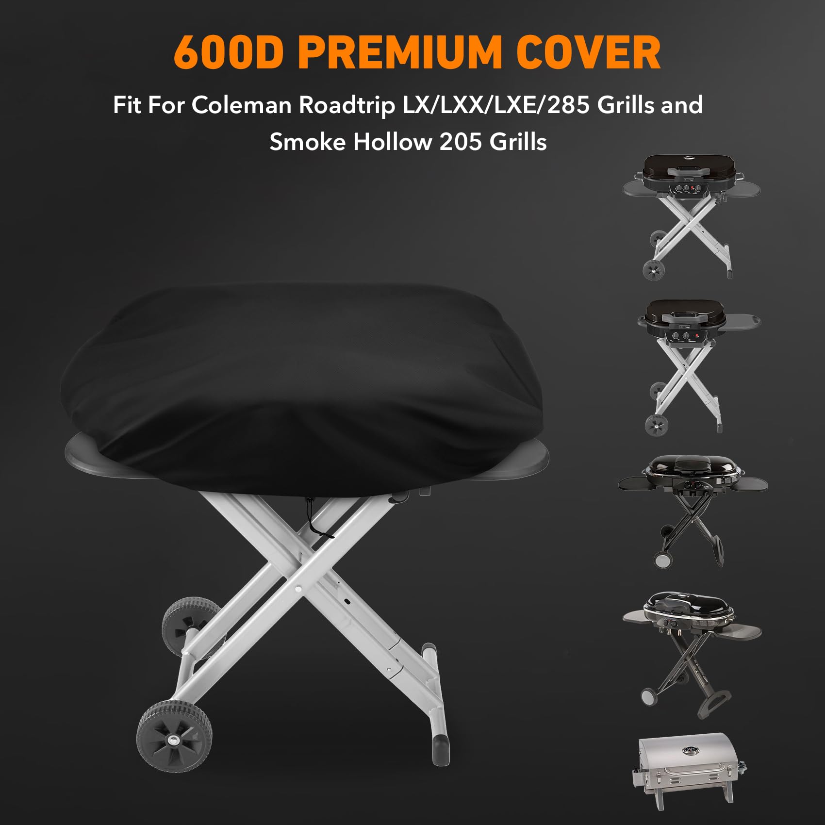 Heavy Duty Grill Cover Fits for Coleman Roadtrip LXX/LXE/285 and Smoke Hollow 205 Grills, All Weather