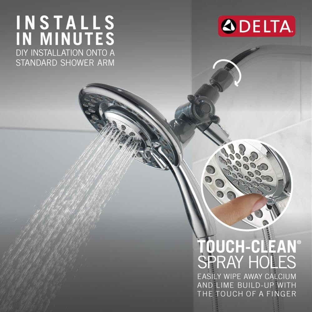 Delta Faucet Shower Head, 4-Setting In2ition, 2-in-1 Shower Head with Handheld Spray, Chrome