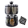 Handisen Revolving Spice Rack Organizer Storage for kitchen, Spice Stand Holder, Spinning Countertop Herb and Spice Rack Organizer with 12 Glass Jar Bottles Set