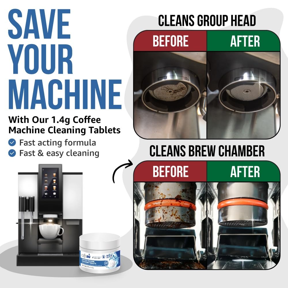 Espresso Cleaning Tablets. 100 x 0.05 oz Coffee Cleaner Tablets. Used Every 100 Cups. Automatic, Superautomatic & Bean to Cup. Use with Descaling