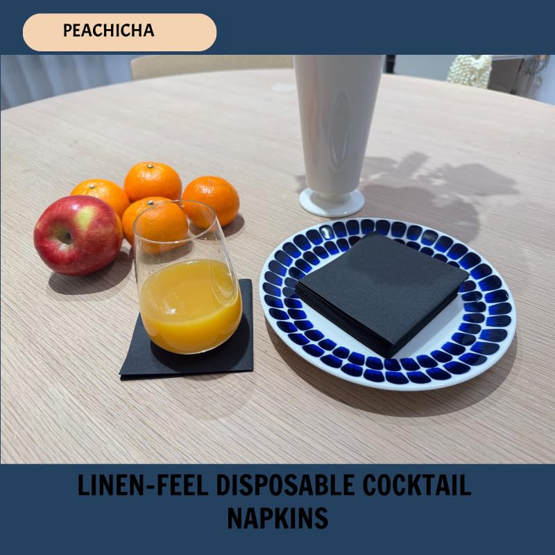 PEACHICHA Cocktail Napkin,Disposable Beverage Bar Napkins Cloth-Like Paper Napkins, Linen-Feel Great for Wedding, Party,Or Everyday Use, 20 x 20cm (100 Count, White)