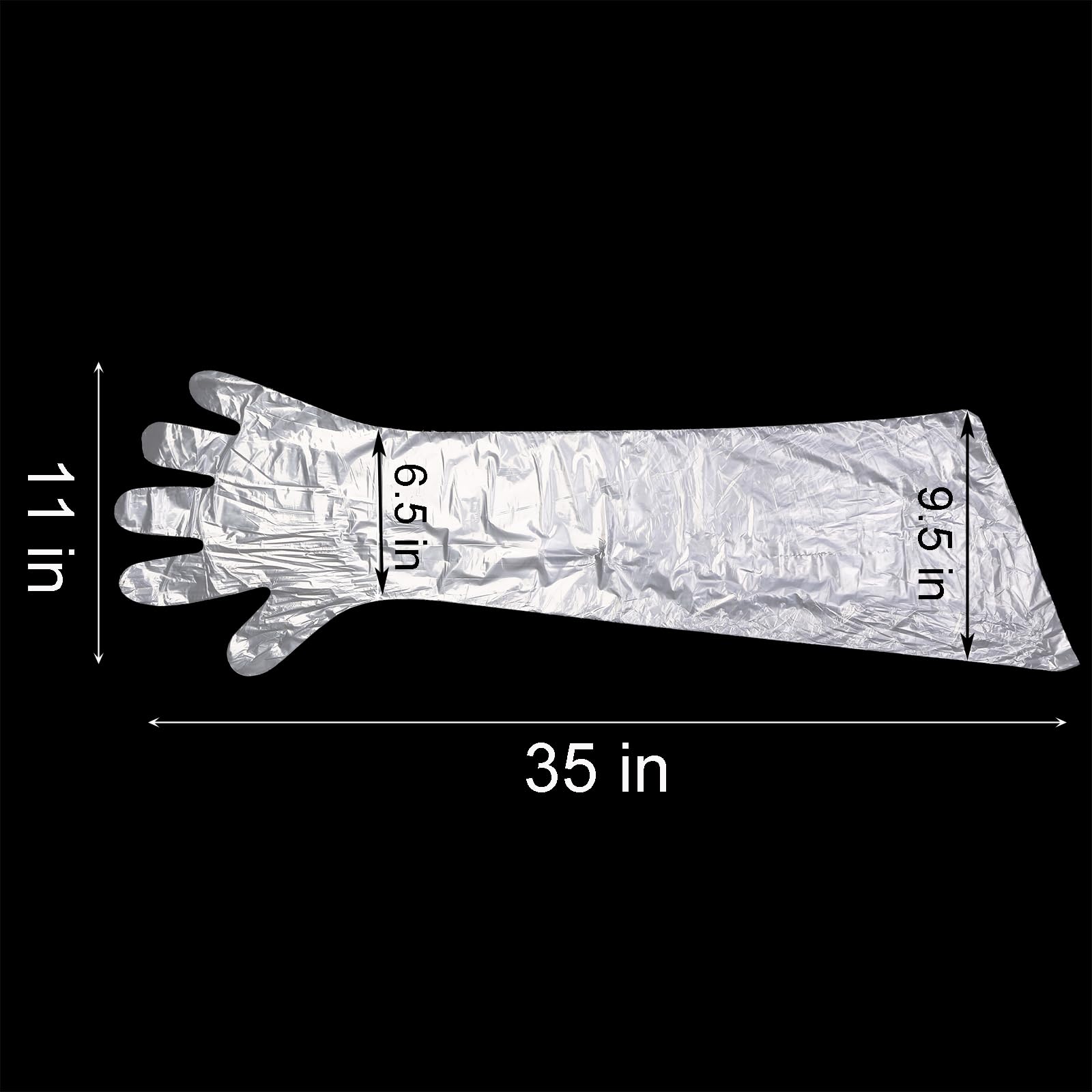 Okllen 100 Pcs Disposable Plastic Gloves, 35 Inch Long Arm Gloves Dressing Gutting Glove, Waterproof Veterinary Insemination Glove for Field Dressing House Cleaning Gardening, Transparent