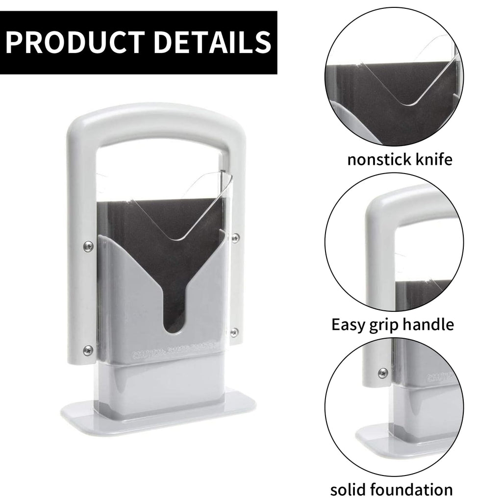 Bagel Slicer, Perfect for Bagels, Safe Grip, Safety Shield, Bagel Cutter Stainless Steel, Universal Slicer (White)