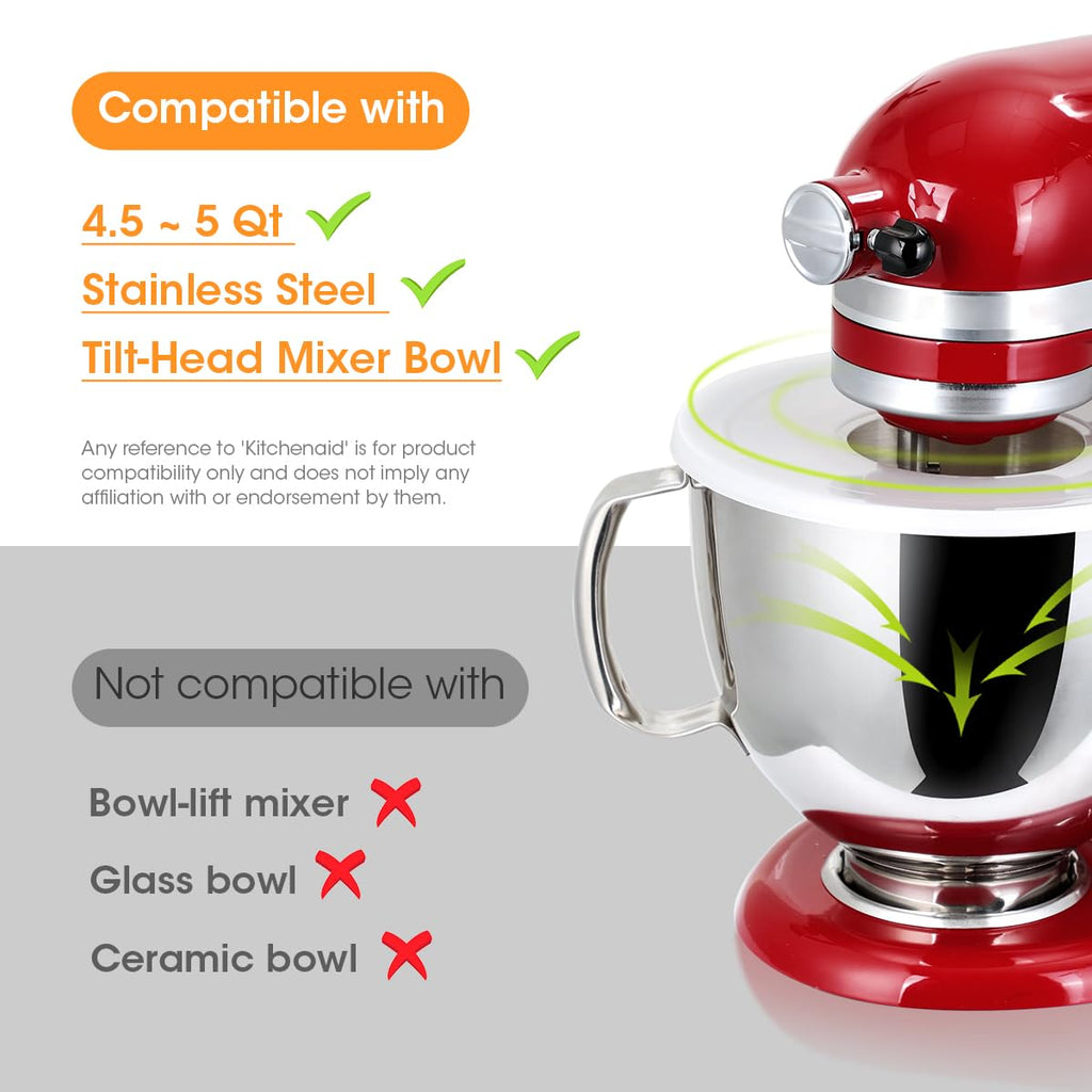 Aieve Mixer Bowl Covers,Guard Lids for KitchenAid 4.5-5 Quart Tilt-Head Stand Mixer to Prevent Ingredients from Splashing Out(2 Pack)