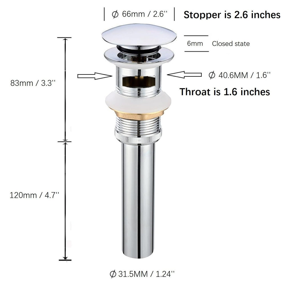 Pop Up Drain Stoper with Overflow for Bathroom Sink with overflow,Chrome Finished