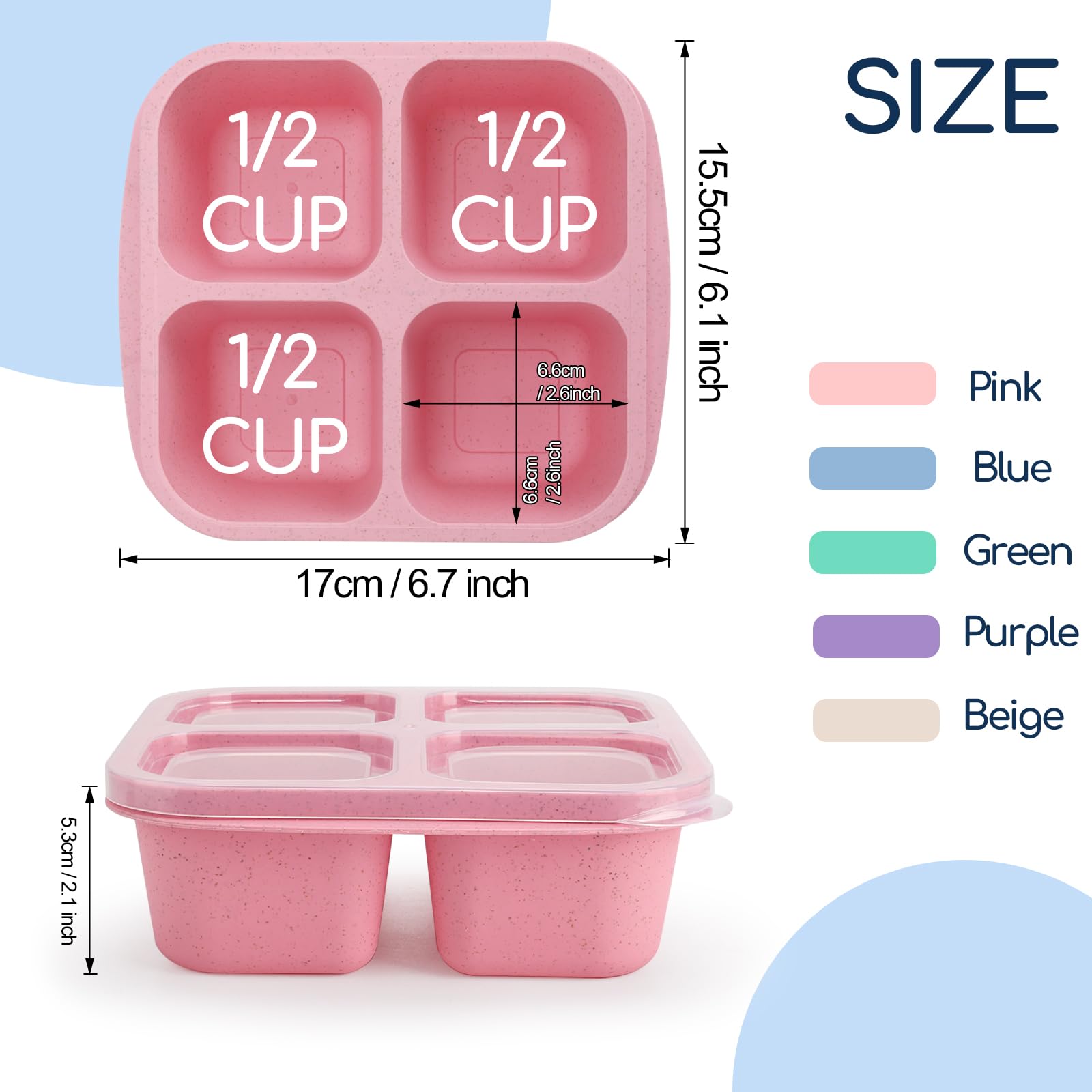 shopwithgreen 10 Pack Bento Box Adult Lunch Box, 4-Compartment Reusable Lunchable Containers with Lids, Wheat Straw Meal Prep Snack Containers for School, Work, and Travel, BPA-Free