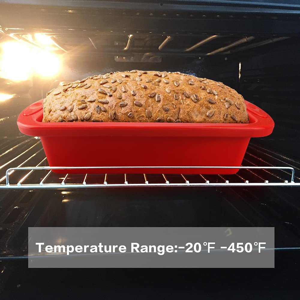 SILIVO Silicone Bread and Loaf Pans - Set of 2 - Nonstick Silicone Baking Mold for Homemade Loaf, Bread and Meatloaf - 8.9x3.7x2.5 inch