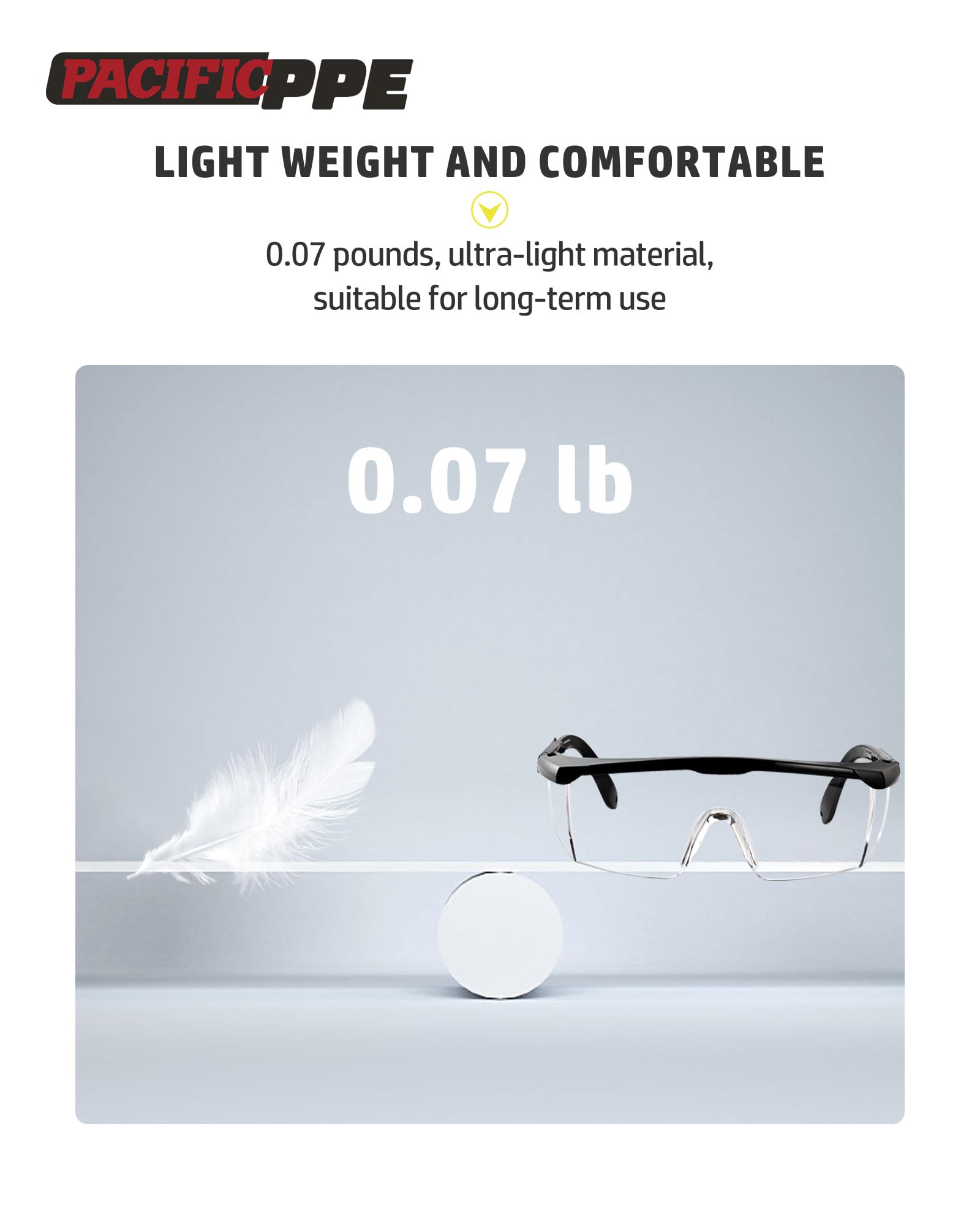 PACIFIC PPE 2 Pack Safety Glasses, Anti-fog, Scratch Resistant Clear Wraparound Lenses and No-Slip Grips, Clear Lab Safety Glasses, Adjustable, Lab Goggles