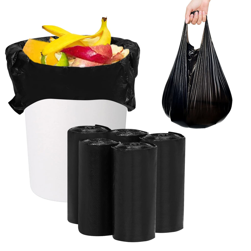 Homelove Trash Bags Garbage Bag, [100 Bags] Plastic Kitchen Barbage Bags Strong Tough Durable Kitchen Bin Bags for Bathroom Bedroom Office (5rolls x 20bags), Black