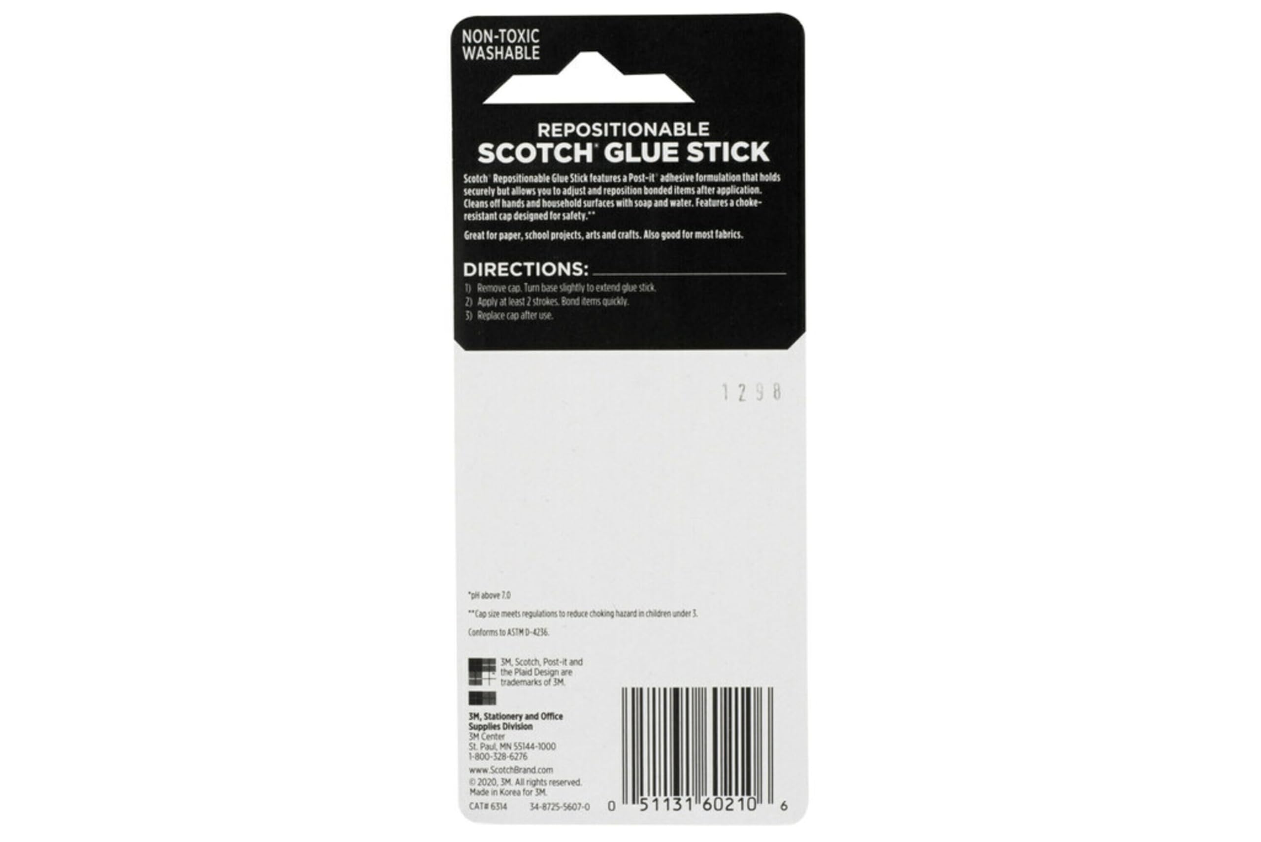 Removable Restickable Glue Stick, .49oz, Repositionable Stick (4-PACK)