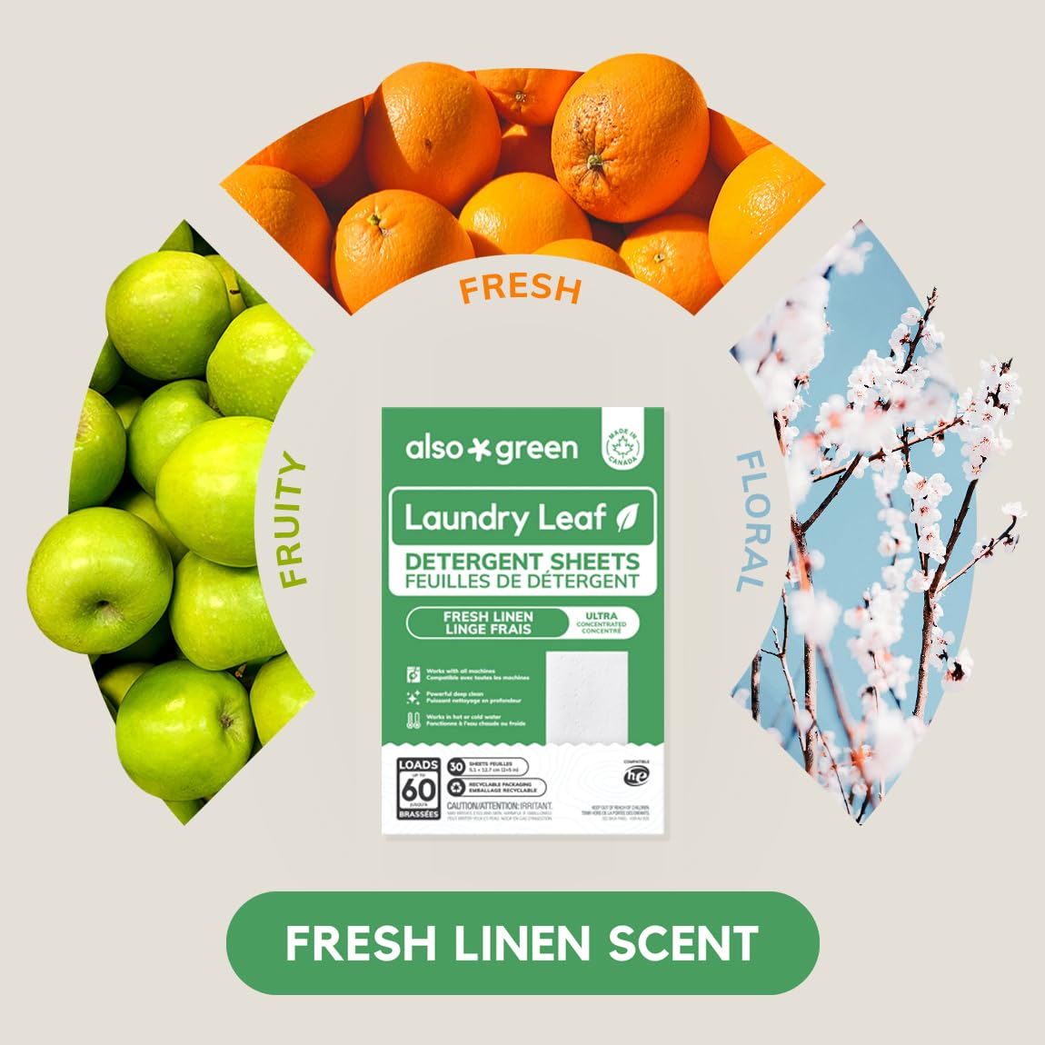 Also Green Laundry Leaf Detergent Sheets, The Original Natural Laundry Detergent Alternative, Plastic-Free, Pre-Cut Laundry Detergent, Up to 60 Normal Loads, MADE IN CANADA