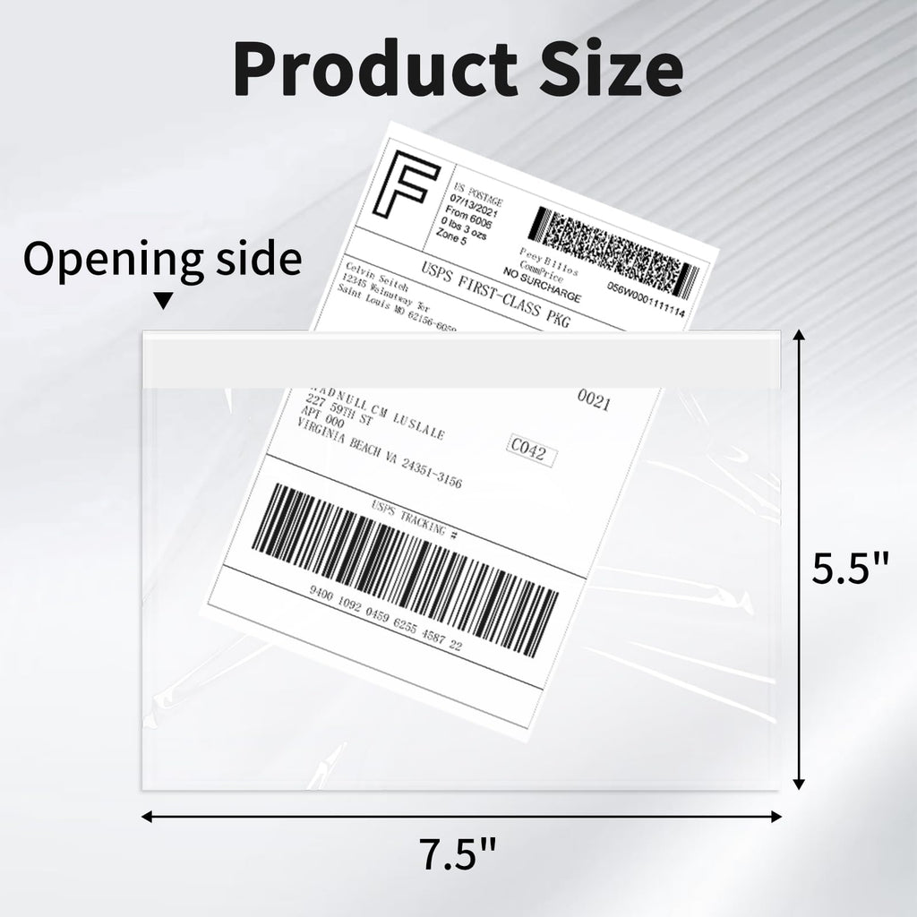9527 Product 7.5 x 5.5 Clear Adhesive Top Loading Packing List/Shipping Label Envelopes (200 Pack)