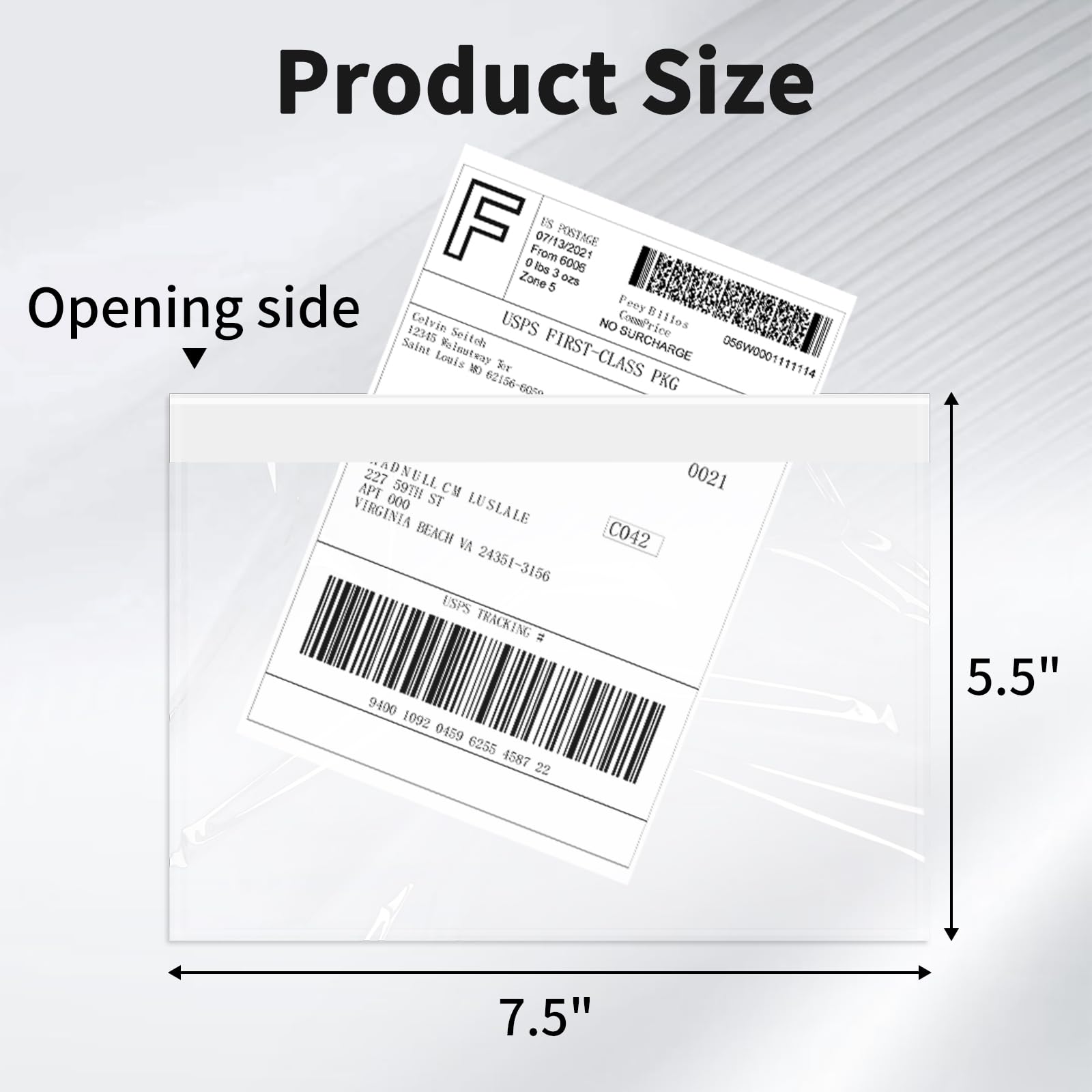 9527 Product 7.5 x 5.5 Clear Adhesive Top Loading Packing List/Shipping Label Envelopes (200 Pack)