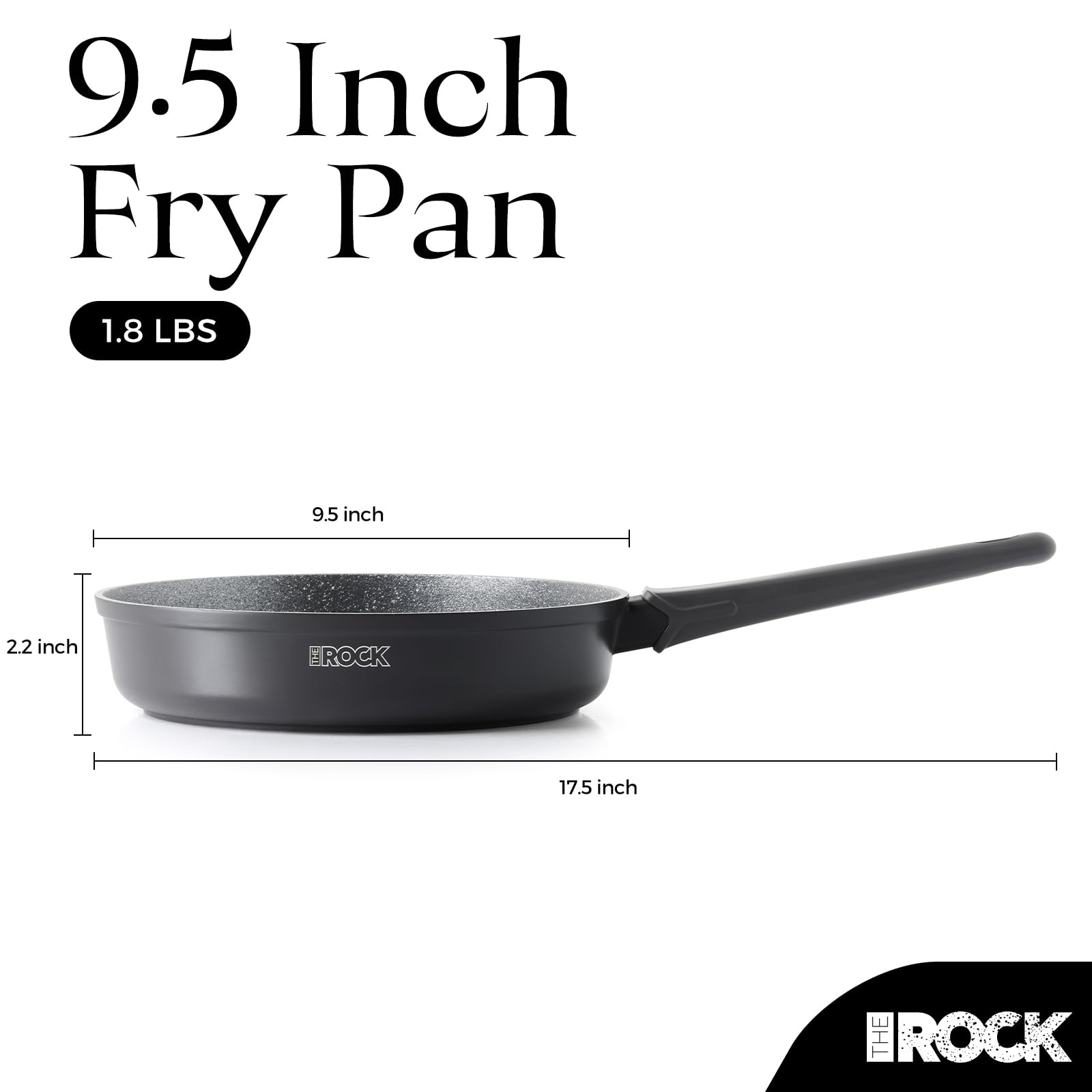 The Rock SOHO 9.5-Inch Non Stick Frying Pan – Nothing Sticks, Never Warps, Lasts Longer, Healthy Skillet with Heat-Resistant Handle, PFOA Free, Oven & Dishwasher Safe, Black