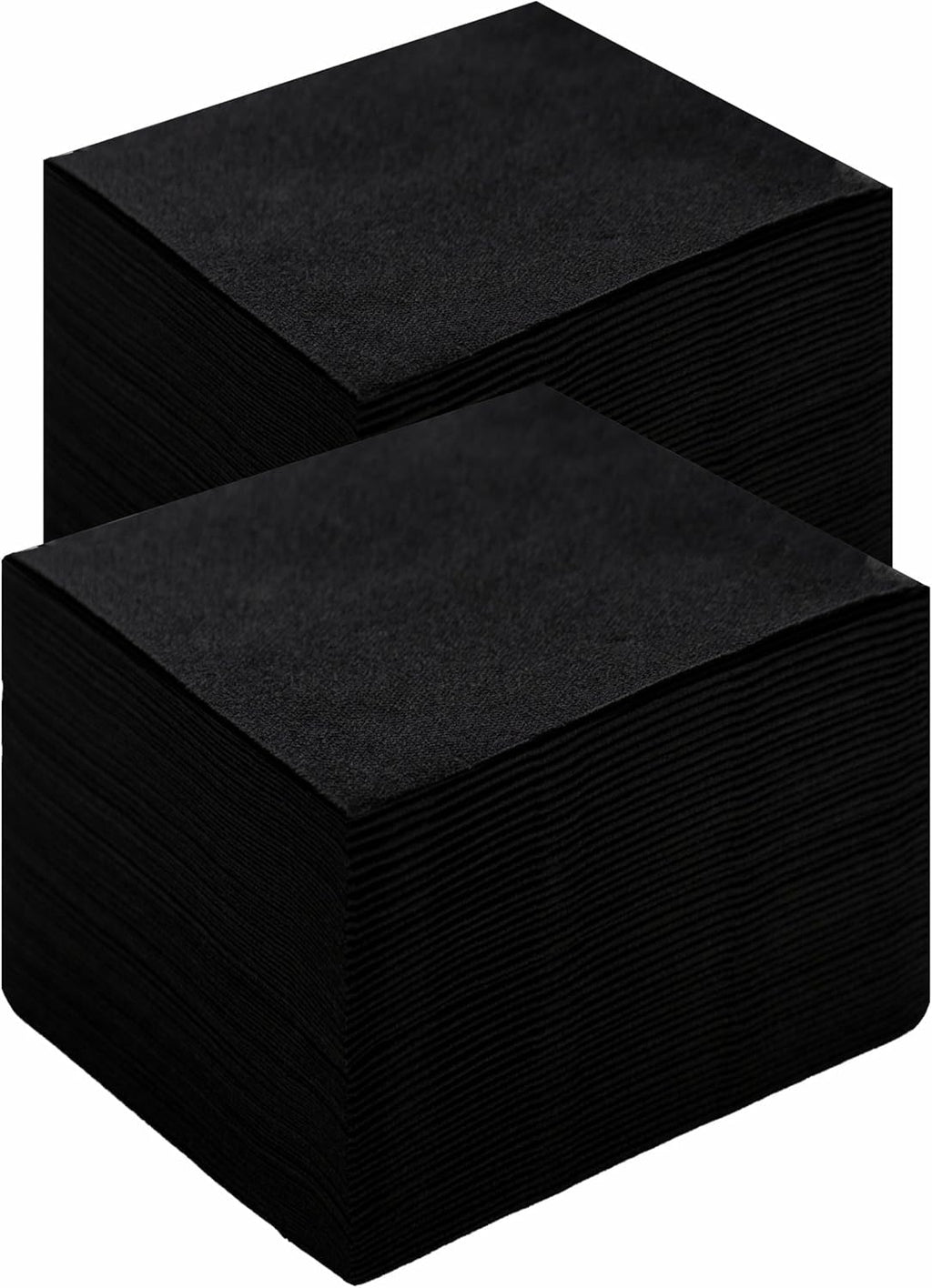 PEACHICHA Cocktail Napkin Disposable Beverage Bar Napkins Cloth-Like Paper Napkins, Linen-Feel Great for Wedding, Party,Or Everyday Use, 10X10 cm When Folded, Pack of 100, Black