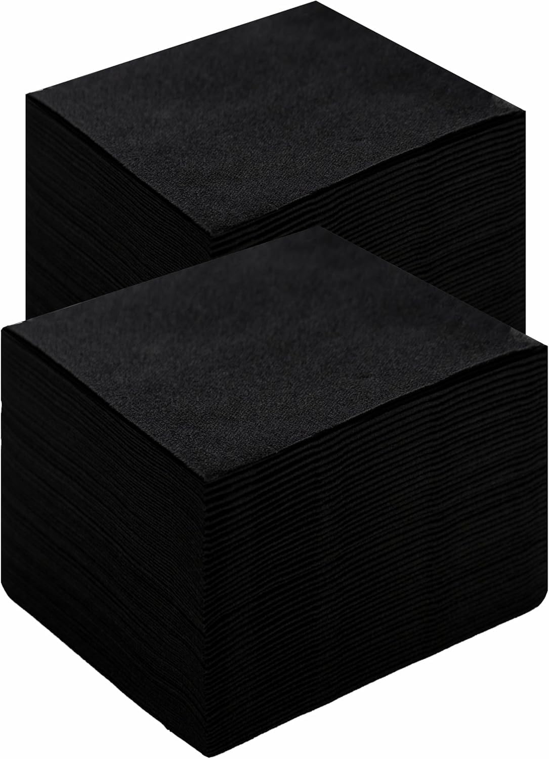 PEACHICHA Cocktail Napkin Disposable Beverage Bar Napkins Cloth-Like Paper Napkins, Linen-Feel Great for Wedding, Party,Or Everyday Use, 10X10 cm When Folded, Pack of 100, Black