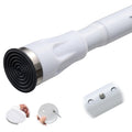 White Tension Curtian rod no drill, 42 to 115 inch Adjustable Heavy Duty black shower curtain rod for Windows bathroom Closet